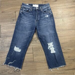 MOTHER Superior Denim Tomcat Knickers Cut Ankle Wide Leg Crop Your Treat Or Mine